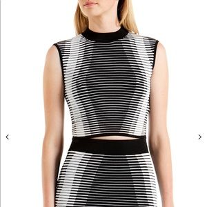Ted Baker Black and White Striped Crop Top